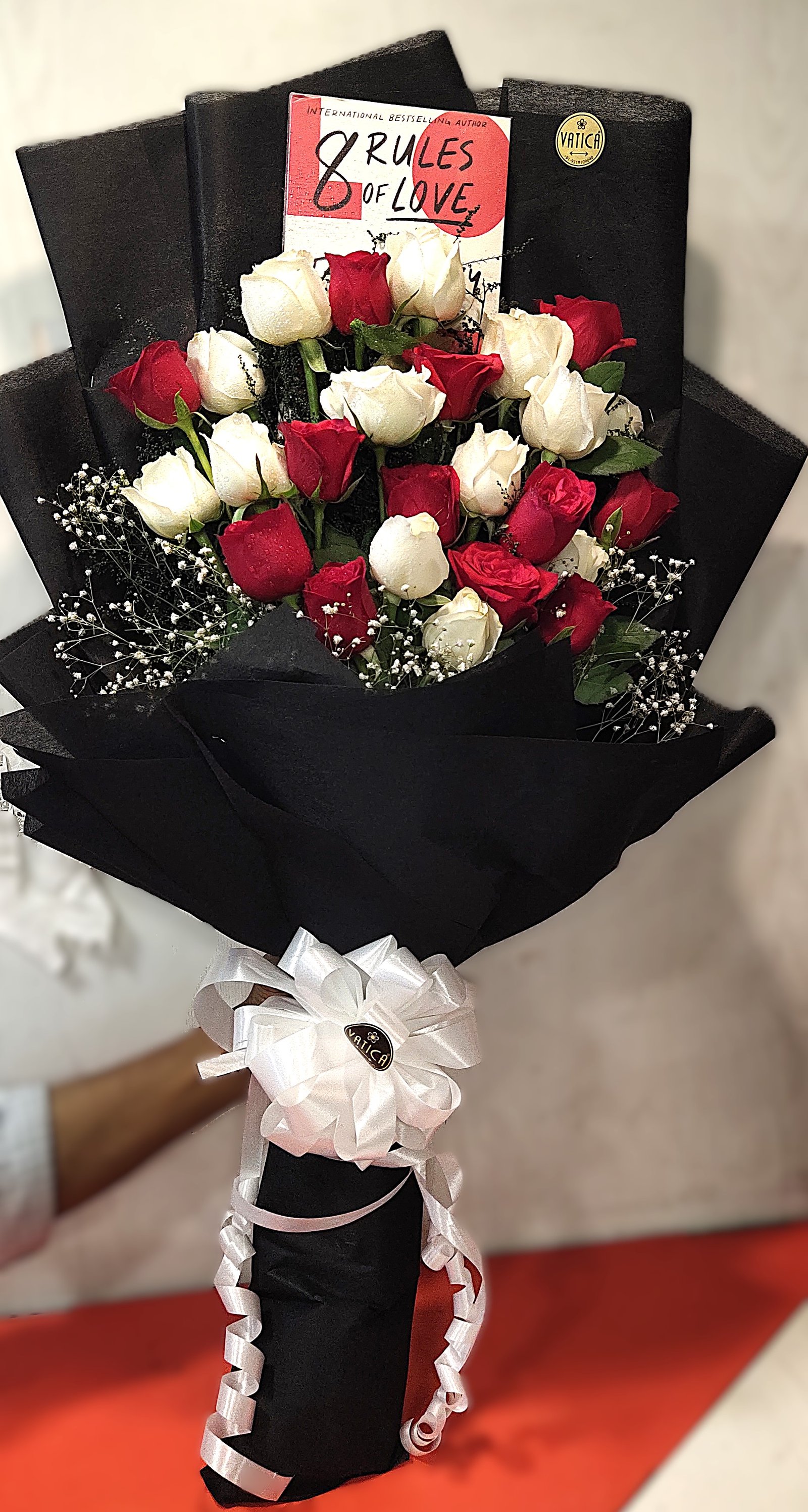 Exotic Red & White Roses Bouquet